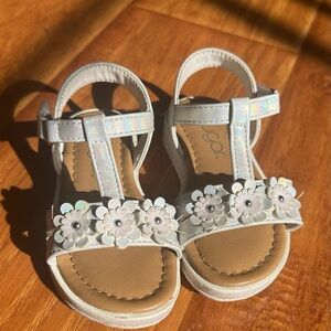 Toddler Floral T-Strap Sandals - White